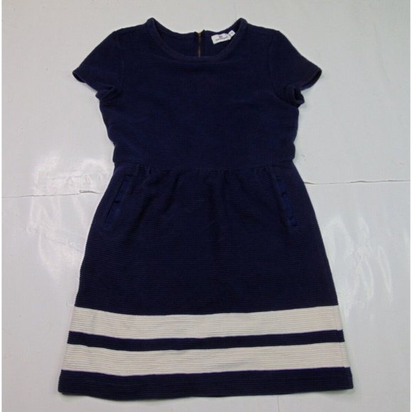 Vineyard Vines Women Size 10 Mid Length Dress Striped Corduroy Blue Short Sleeve - Picture 1 of 8
